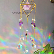 Rose Quartz Natural Gemstone Crystal Suncatcher