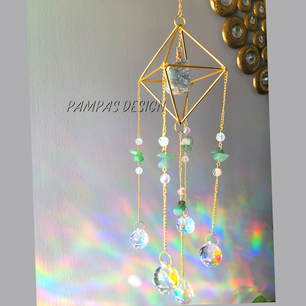 Rose Quartz Natural Gemstone Crystal Suncatcher