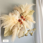 Pampas Arrangement Palm Leaf Wedding Baby Shower Decor Cream Roses - Style G
