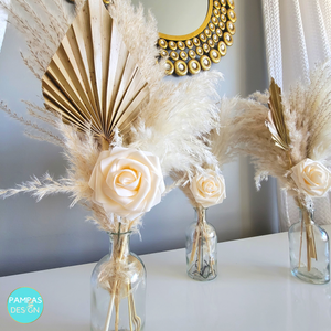 Centerpiece with cream, marsala roses, beige pampas grass for wedding –  Decorflowerbar