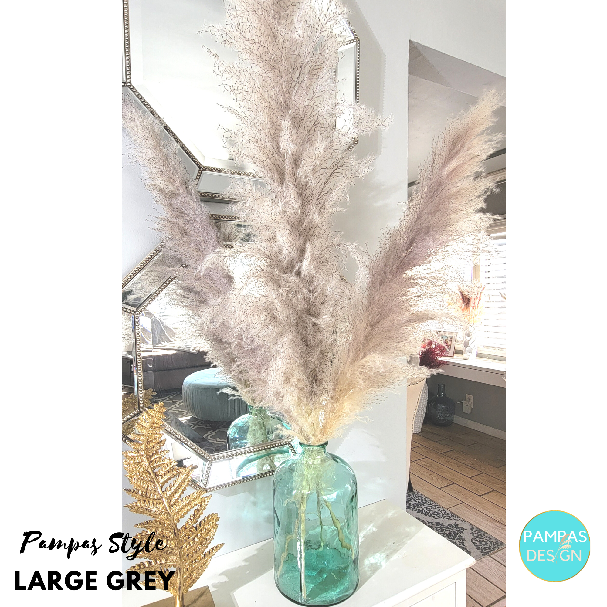 Fluffy Grey Feather Pampas Grass